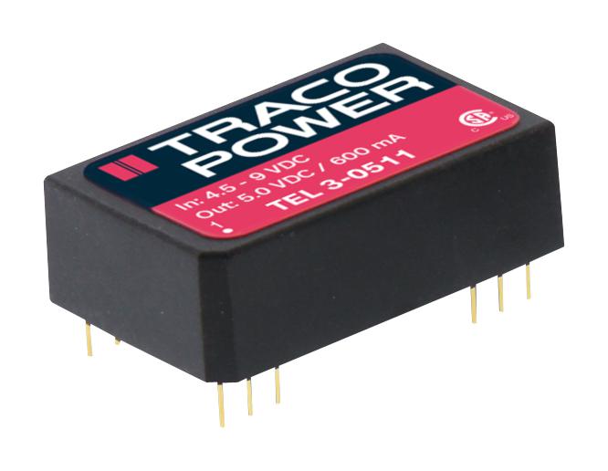 TEL 3-0511 CONVERTER, DC-DC, 5V, 3W TRACO POWER