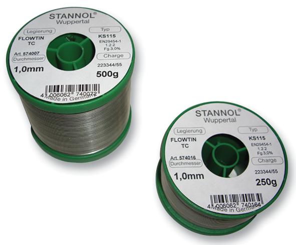574007 SOLDER WIRE, KS115, 1.0MM, 500G STANNOL