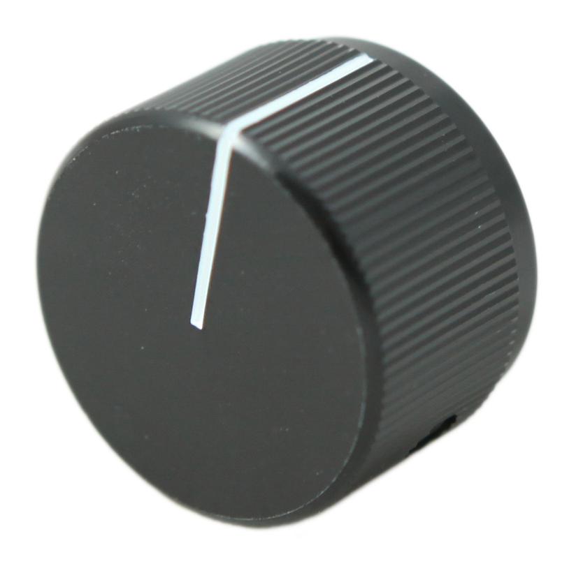 KB00023 KNOB, AL, 23.8MM, BLACK, 6.4MM MULTICOMP