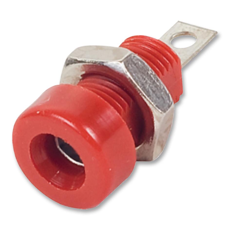 108-0902-001 BANANA SOCKET, 15A, 4MM, PANEL, RED JOHNSON - CINCH CONNECTIVITY