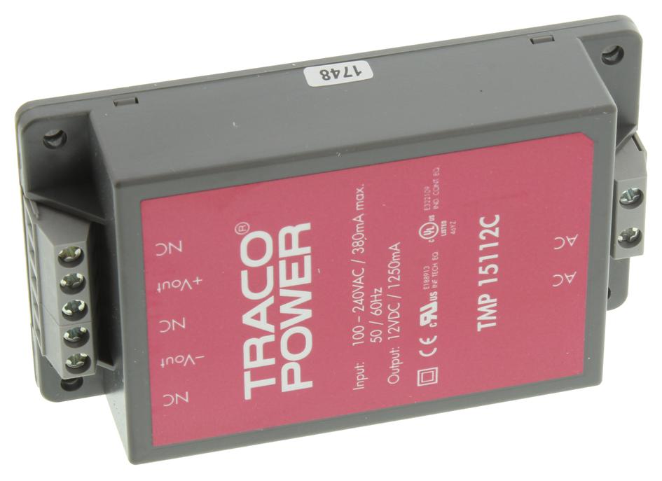 TMP 15112C POWER SUPPLY, ENCLOSED, 12V, 1.25A, 15W TRACO POWER