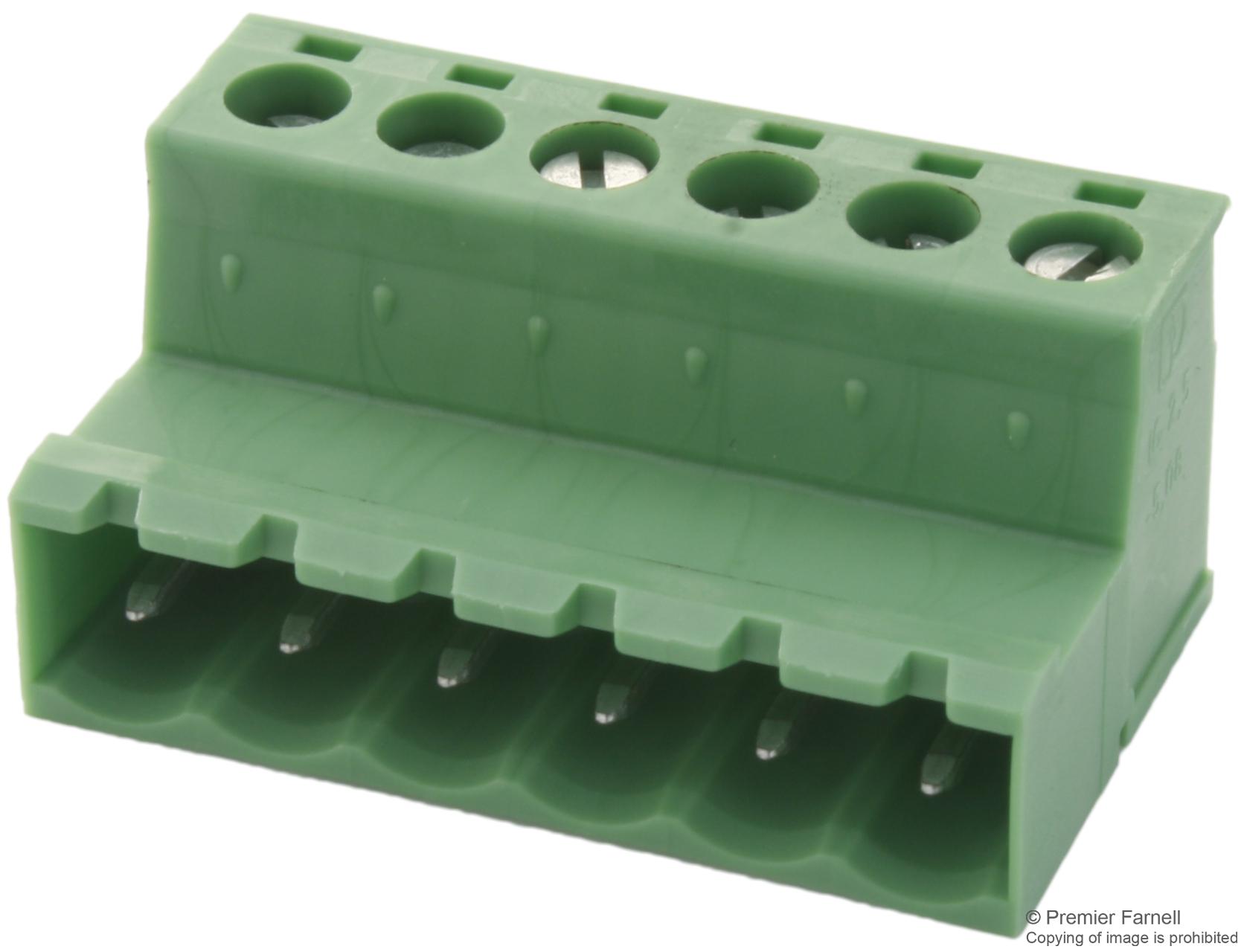 IC 2,5/ 6-ST-5,08 TERMINAL BLOCK, PLUGGABLE, 6POS, 12AWG PHOENIX CONTACT