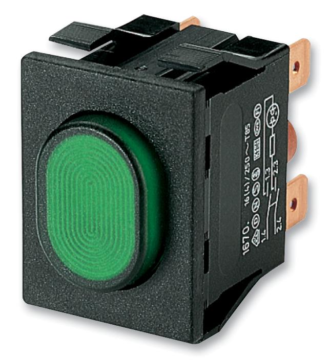 1670.5202-00 SWITCH, DPST, 16A, GREEN ILL., IP54 MARQUARDT