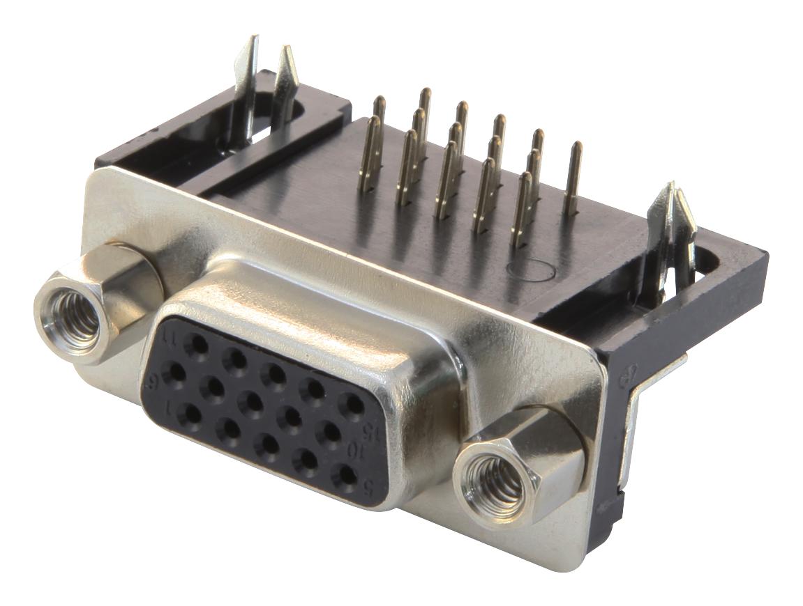 618015330923 SOCKET, HD D SUB, R/A, PCB, 15WAY WURTH ELEKTRONIK