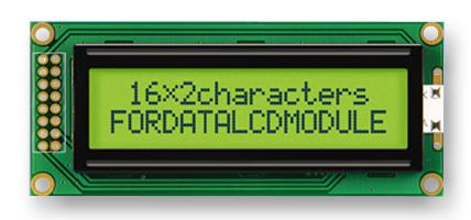 FC1602B01-FHYYBW-51SK DISPLAY, ALPHANUMERIC, 16X2, YELLOW GRN FORDATA