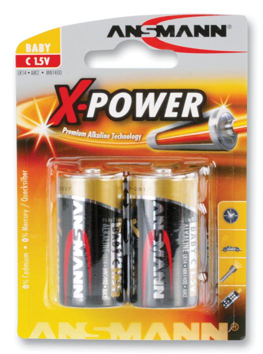 5015623 BATTERY, ALKALINE, C, PK2 ANSMANN