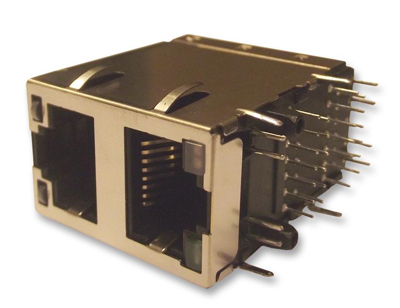 0845-2R1T-E4 JACK, MAGNETICS, 2PORT, 1G, G/G LED BEL MAGNETIC SOLUTIONS