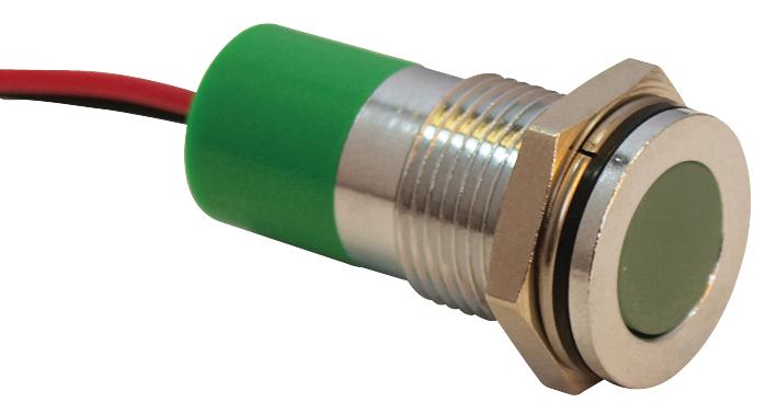 Q14F3CXXG24E INDIC FLUSH CHROME GRN 24VDC,IP67 APEM