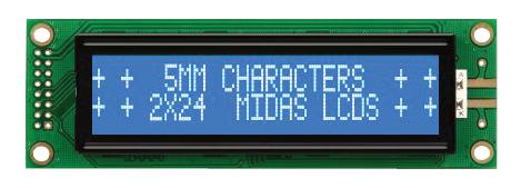 MC22405A6WK-BNMLW-V2 DISPLAY, ALPHANUMERIC, 24X2, WHITE MIDAS