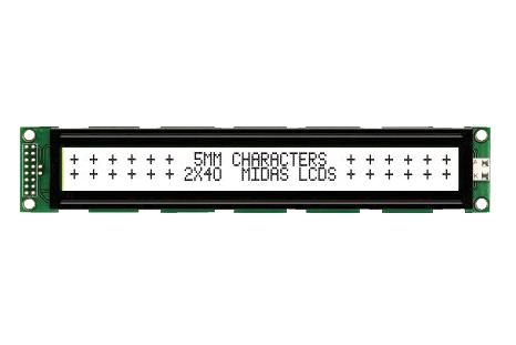 MC24005A6W-FPTLW-V2 DISPLAY, ALPHANUMERIC, 40X2, WHITE MIDAS