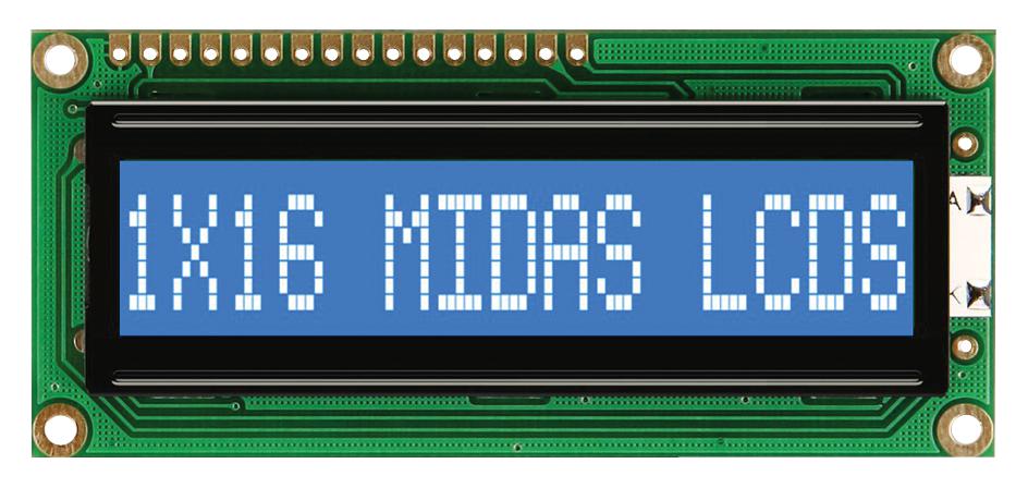 MC11605A6W7-BNMLW-V2 DISPLAY, ALPHANUMERIC, 16X1, WHITE MIDAS