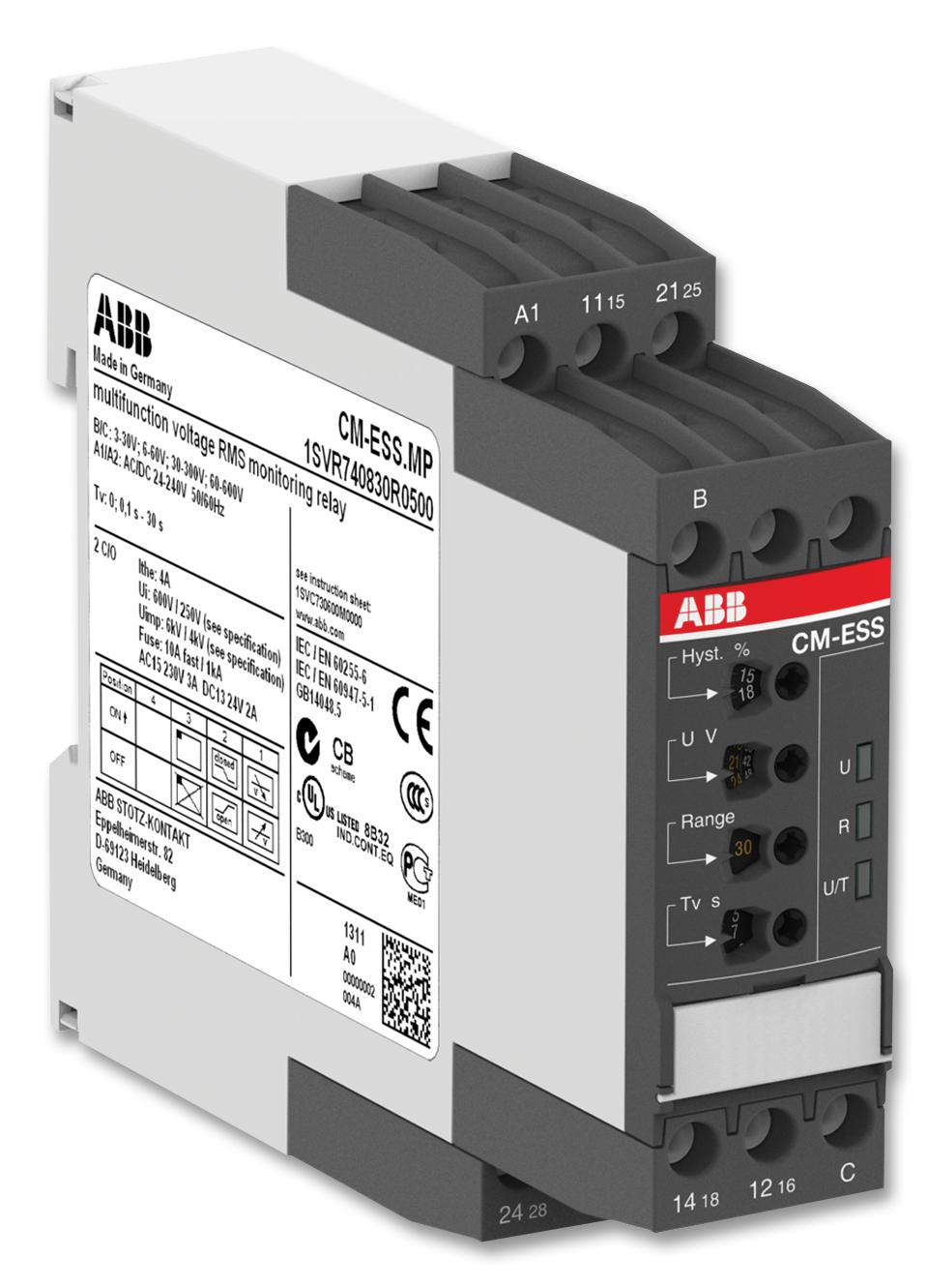 1SVR730830R0500 RELAY, VOLTAGE SENSING, DPDT, 240V ABB
