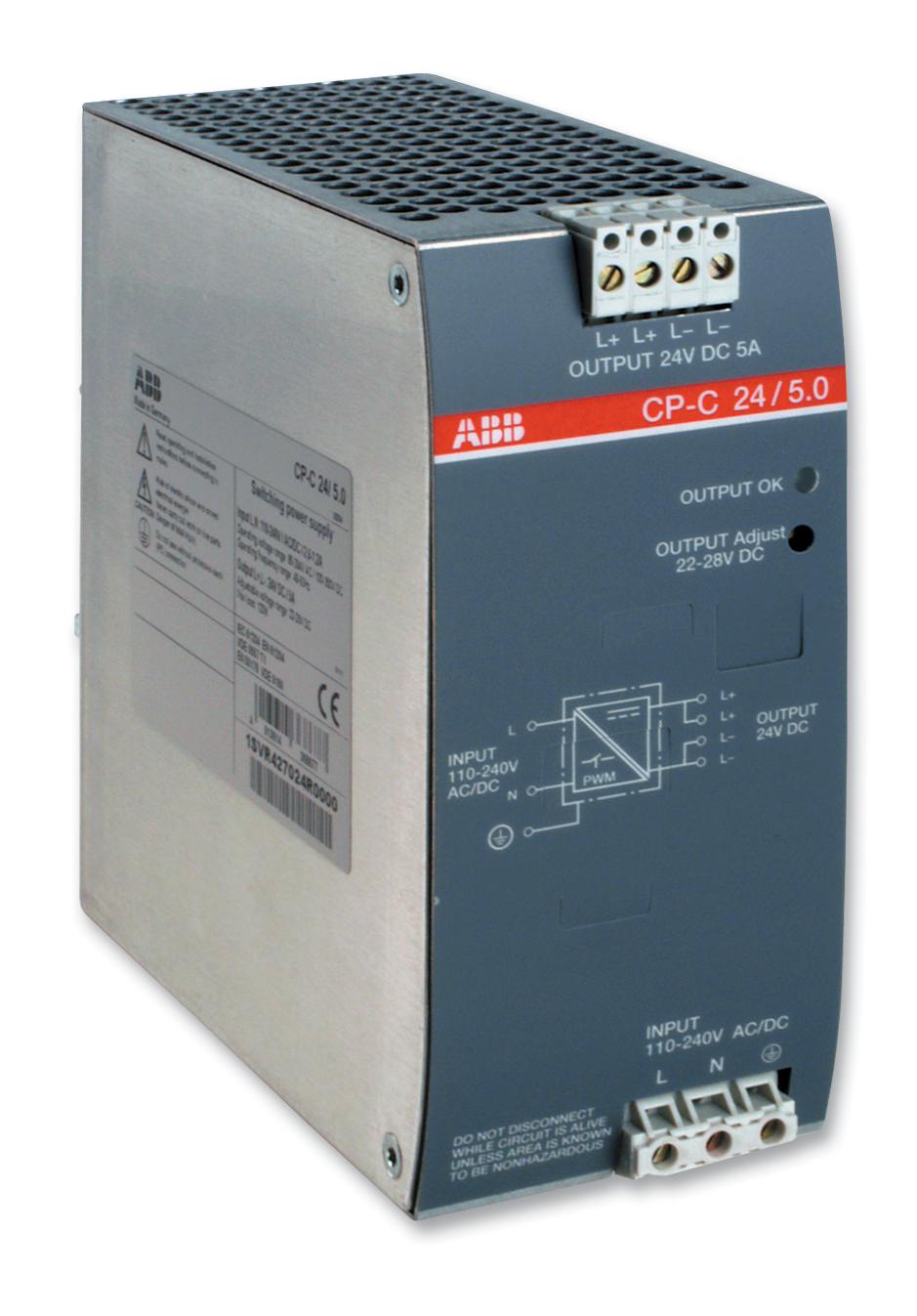 1SVR427024R0000 PSU, DIN RAIL, 135W, 24V, 5A ABB