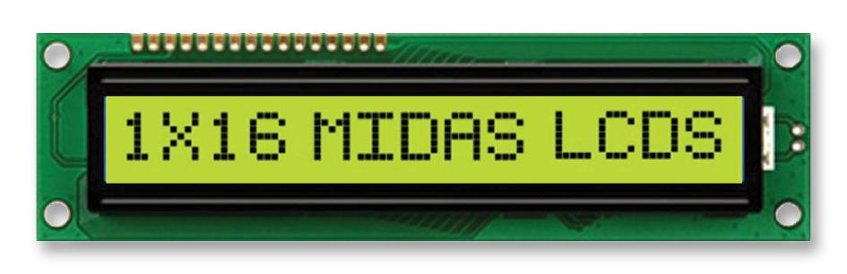 MC11609A6W-SPTLY-V2 DISPLAY, ALPHANUMERIC, 16X1, YELLOW/GRN MIDAS
