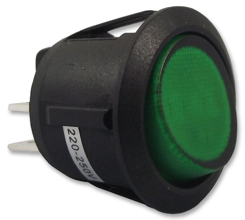 R13244BNAB SWITCH, ROCKER, SPST, GREEN ILL ARCOLECTRIC (BULGIN LIMITED)