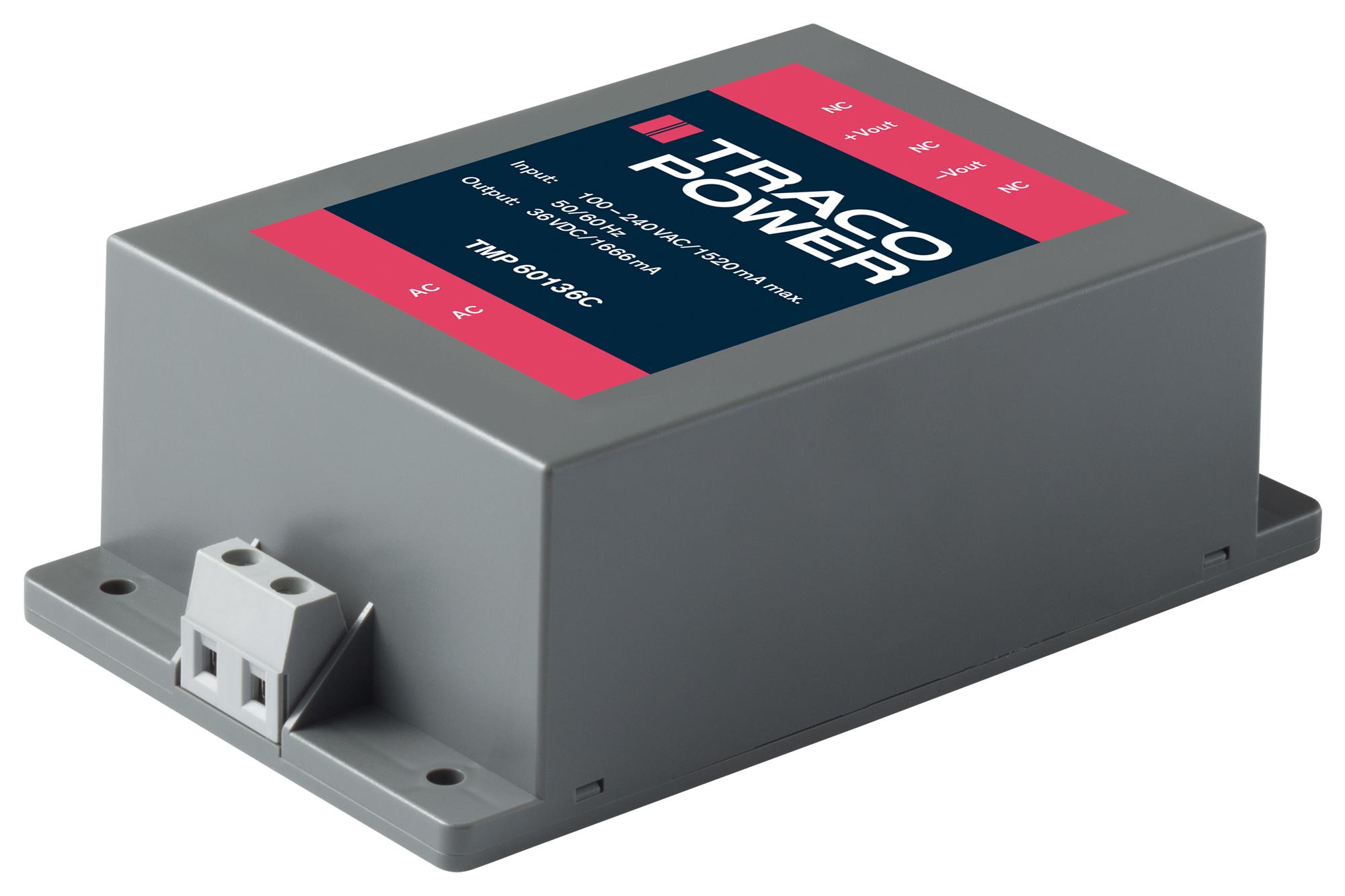 TMP 60124C PSU, AC/DC, 2.5A, 24V, 60W, CHASSIS TRACO POWER