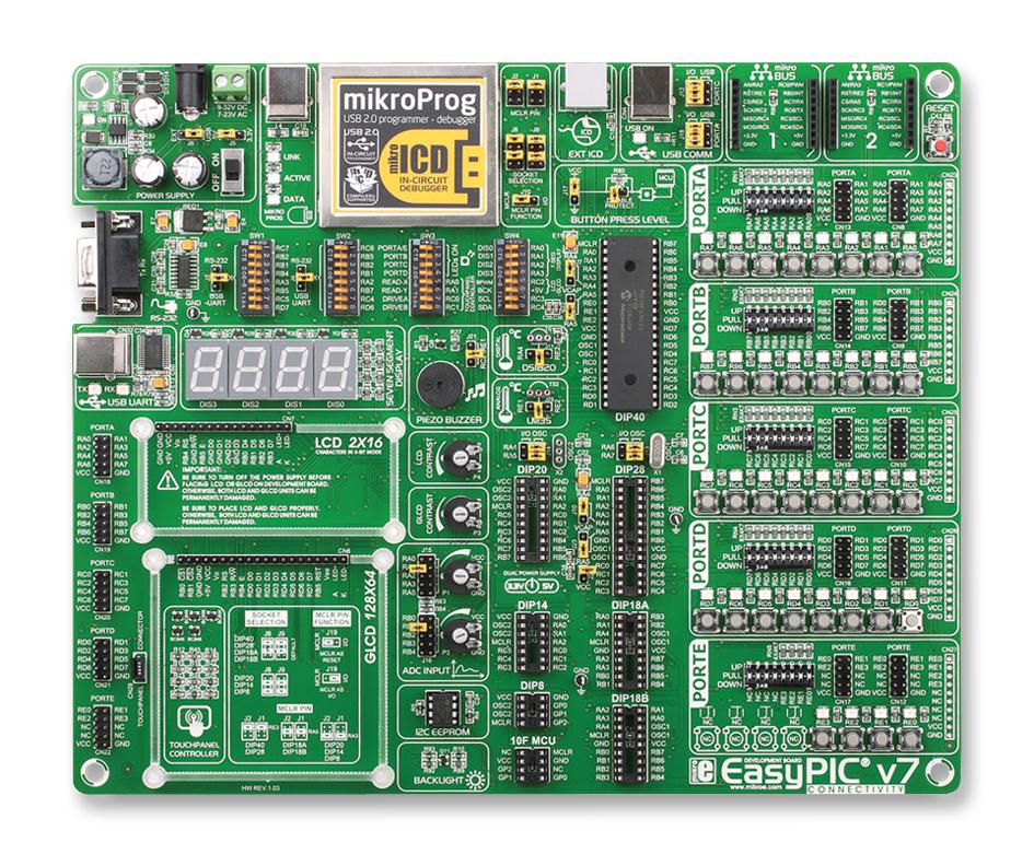 MIKROE-798 DEVELOPMENT SYSTEM, EASYPIC V7 MIKROELEKTRONIKA