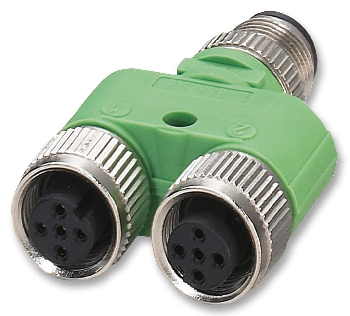 SAC-3P-M12Y/2XM12FS PE SPLITTER, M12 PLUG TO 2XM12 RCPT, 3P PHOENIX CONTACT