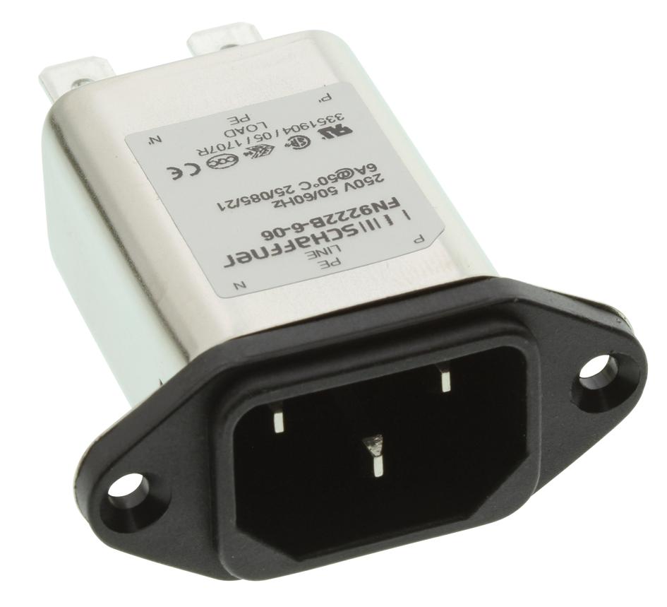 FN9222B-6-06 FILTER, INLET, MEDICAL, 6A, 250VAC SCHAFFNER