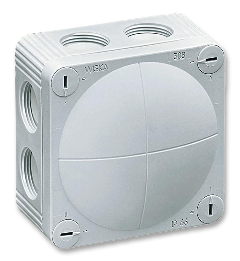 COMBI 308/5/W JUNCTION BOX, PP, WHITE, 85X85X51MMIP66 WISKA