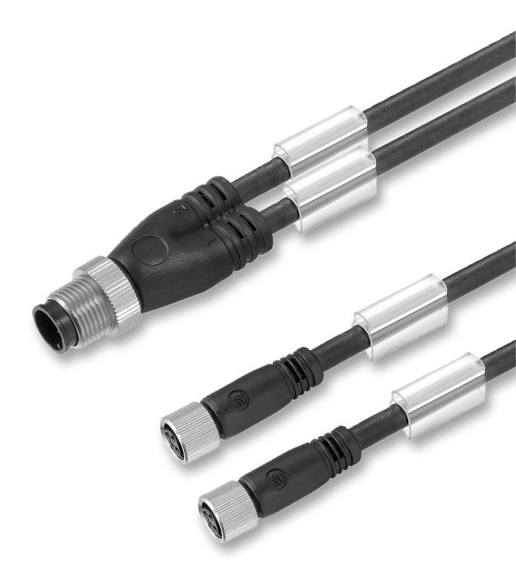 SAIL-ZW-M8BG-3-3.0U CONNECTOR, PLUG/ 2X RCPT, M12, 3 WAY WEIDMULLER