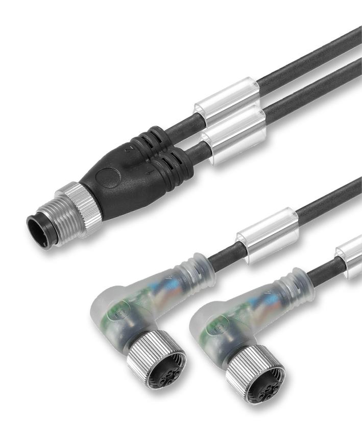 SAIL-ZW-M12BW-3L3.0V CONNECTOR, PLUG TO 2X RCPT, M12, 3 WAY WEIDMULLER