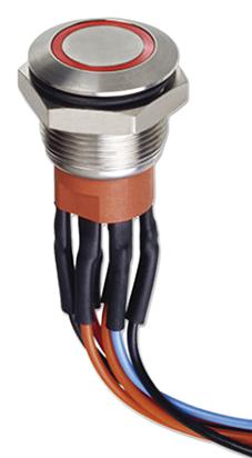 AV9612F1020840K SWITCH, NO/NC, 12VDC LED, RED APEM