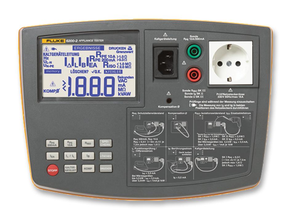FLUKE 6200-2-DE PORTABLE APPLIANCE TESTER, EURO PLUG FLUKE