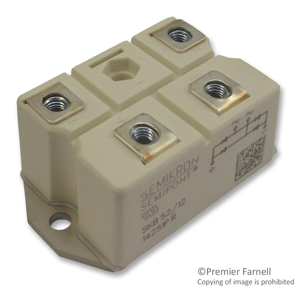 SKB 52/12 BRIDGE RECT, SINGLE, 60A, 1.2KV, PANEL SEMIKRON