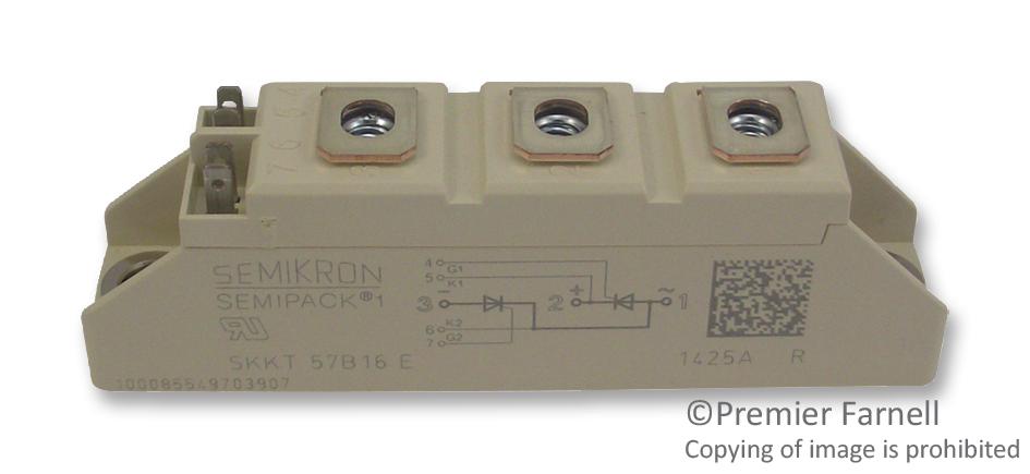 SKKT 57B16 E THYRISTOR MODULE, 50A, 1.6KV SEMIKRON
