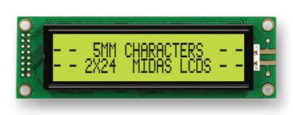 MC22405A6WK-SPTLY-V2 DISPLAY, ALPHANUMERIC, 24X2, YELLOW/GRN MIDAS