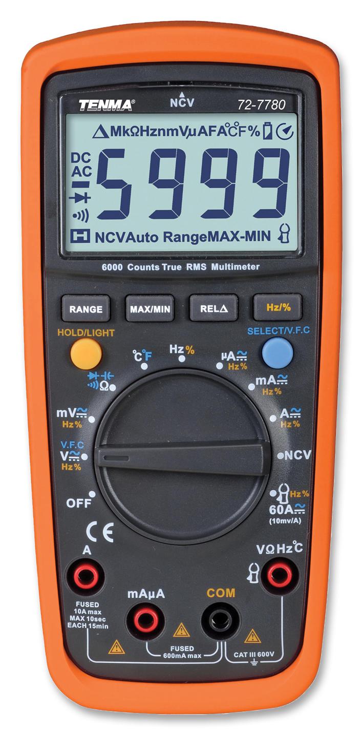 72-7780 DIGITAL MULTIMETER, HANDHELD, 3 3/4DIGIT TENMA