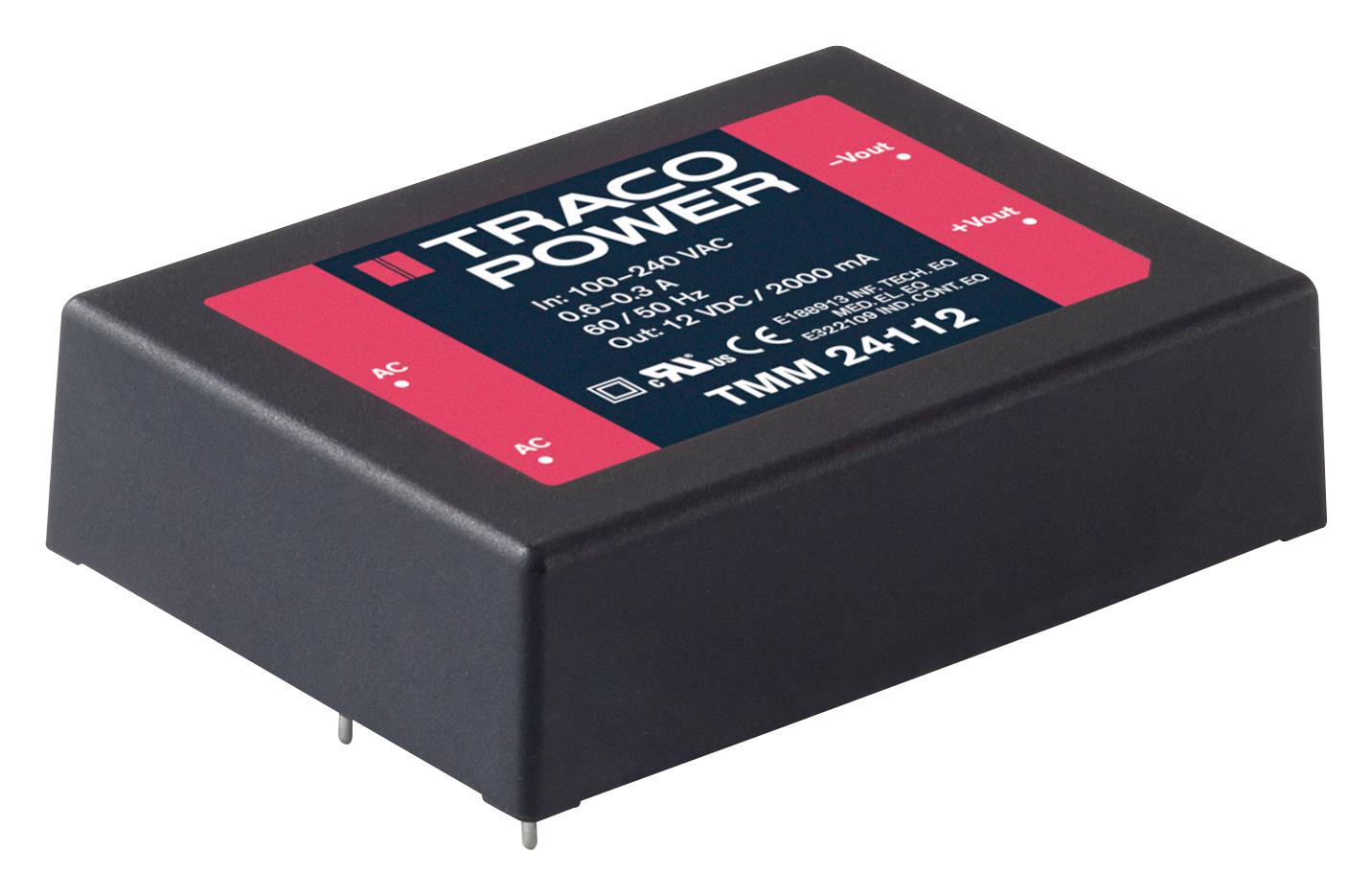 TMM 24215 POWER SUPPLY, AC-DC, MEDICAL, 2 O/P, 24W TRACO POWER