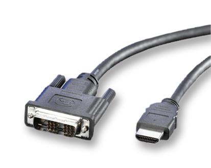 11.04.5522 DVI CABLE, DVI PLUG-HDMI PLUG, 2M, BLACK ROLINE