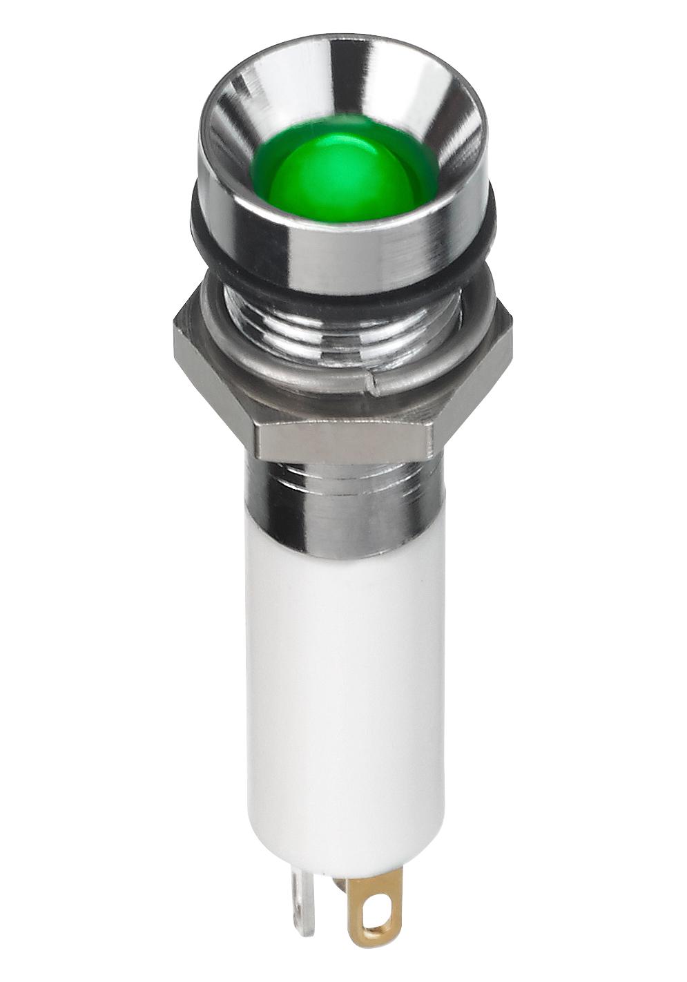 Q8R1CZZRYG24E LED IND, 8MM RECE, CHROME, 24V TRI,IP67 APEM