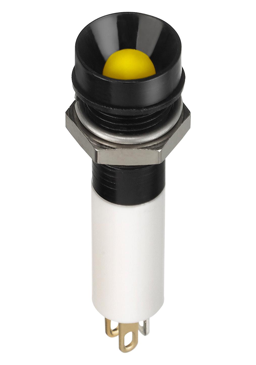 Q8R1BZZRYG24E LED IND, 8MM RECE, BLACK, 24V TRI,IP67 APEM