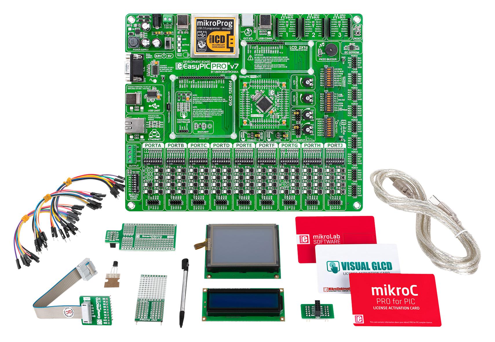 MIKROE-2006 DEV BOARD, EASYPIC PRO V7 MIKROELEKTRONIKA