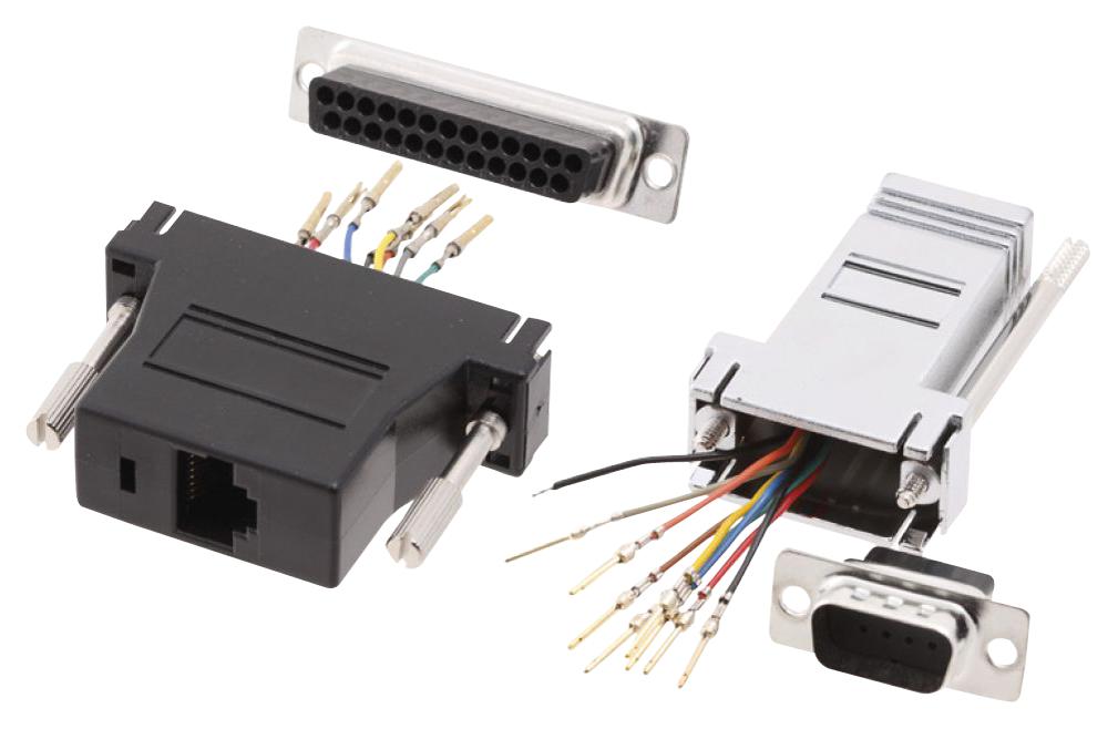 DA9-PMJ8-M-K-RC MOD ADAPTOR, 9POS D SUB PLUG-RJ45 JACK MH CONNECTORS