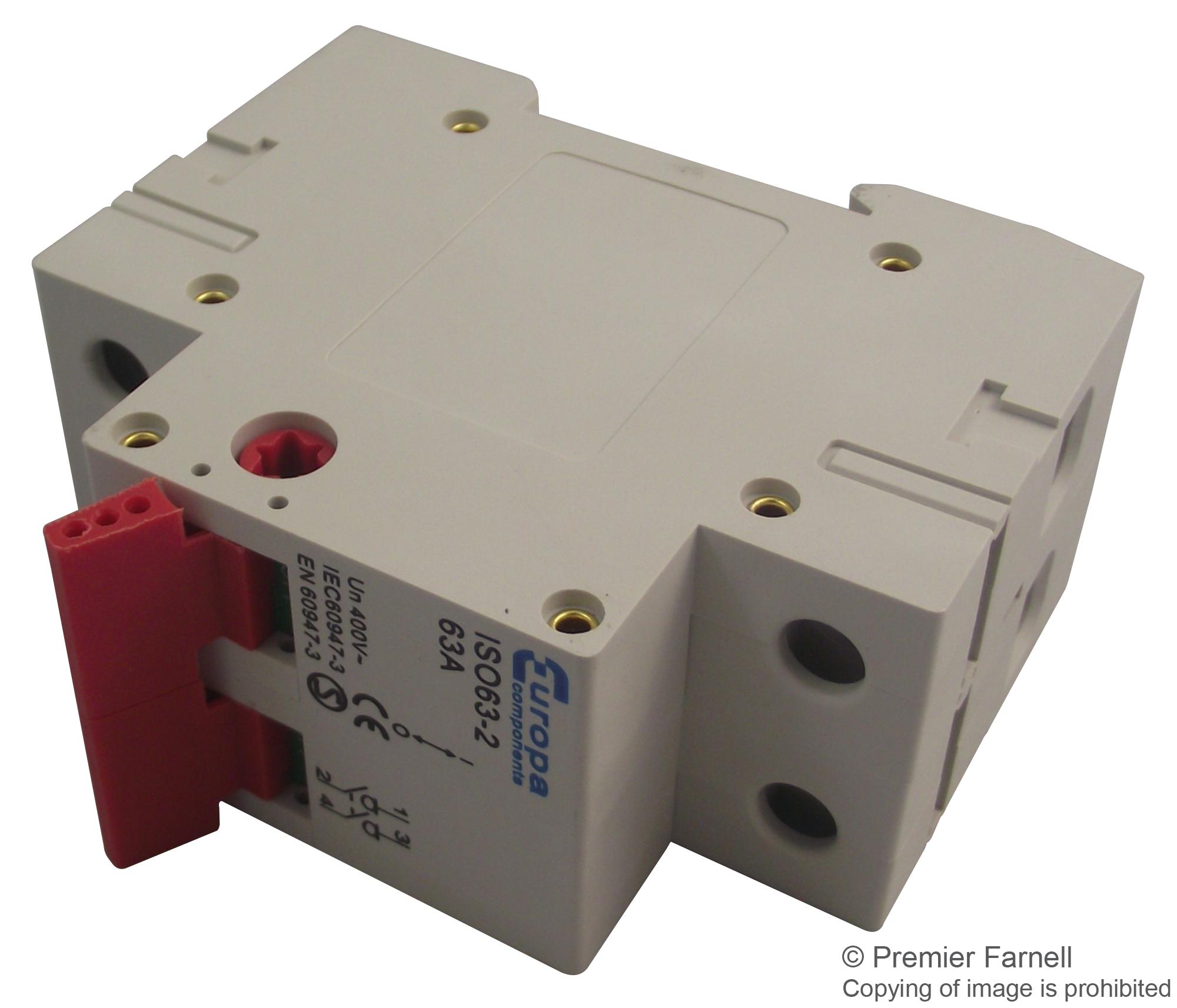 ISO63-2 MAIN SWITCH/ISOLATOR, 2 POLE, 230V, 63A EUROPA