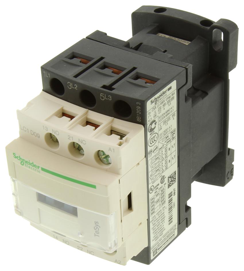 LC1D09U7 CONTACTOR, 3PST-NO, 240VAC, DIN RAIL SCHNEIDER ELECTRIC