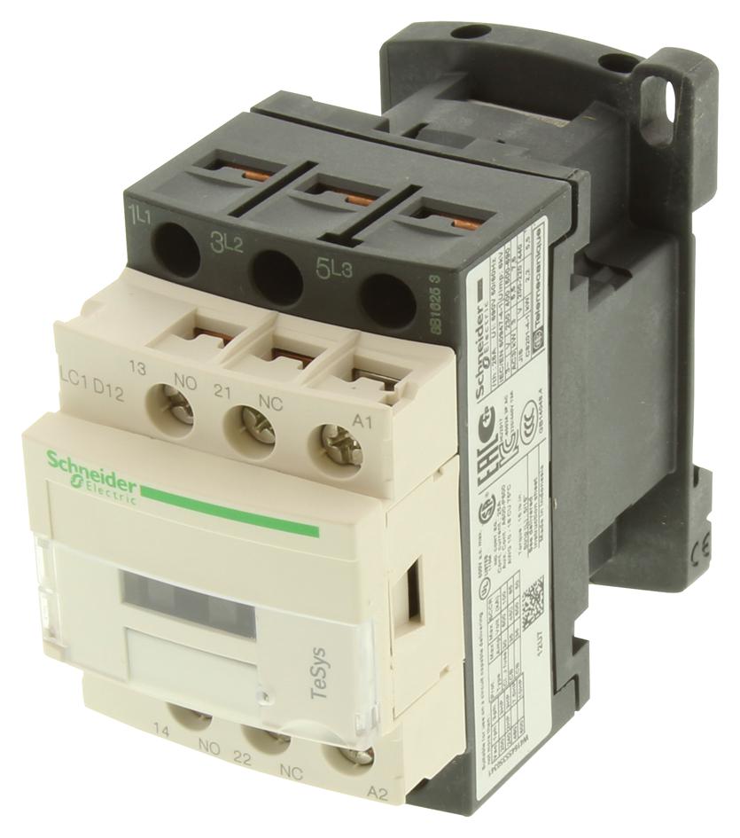 LC1D12U7 CONTACTOR, 3PST-NO, 240VAC, DIN RAIL SCHNEIDER ELECTRIC