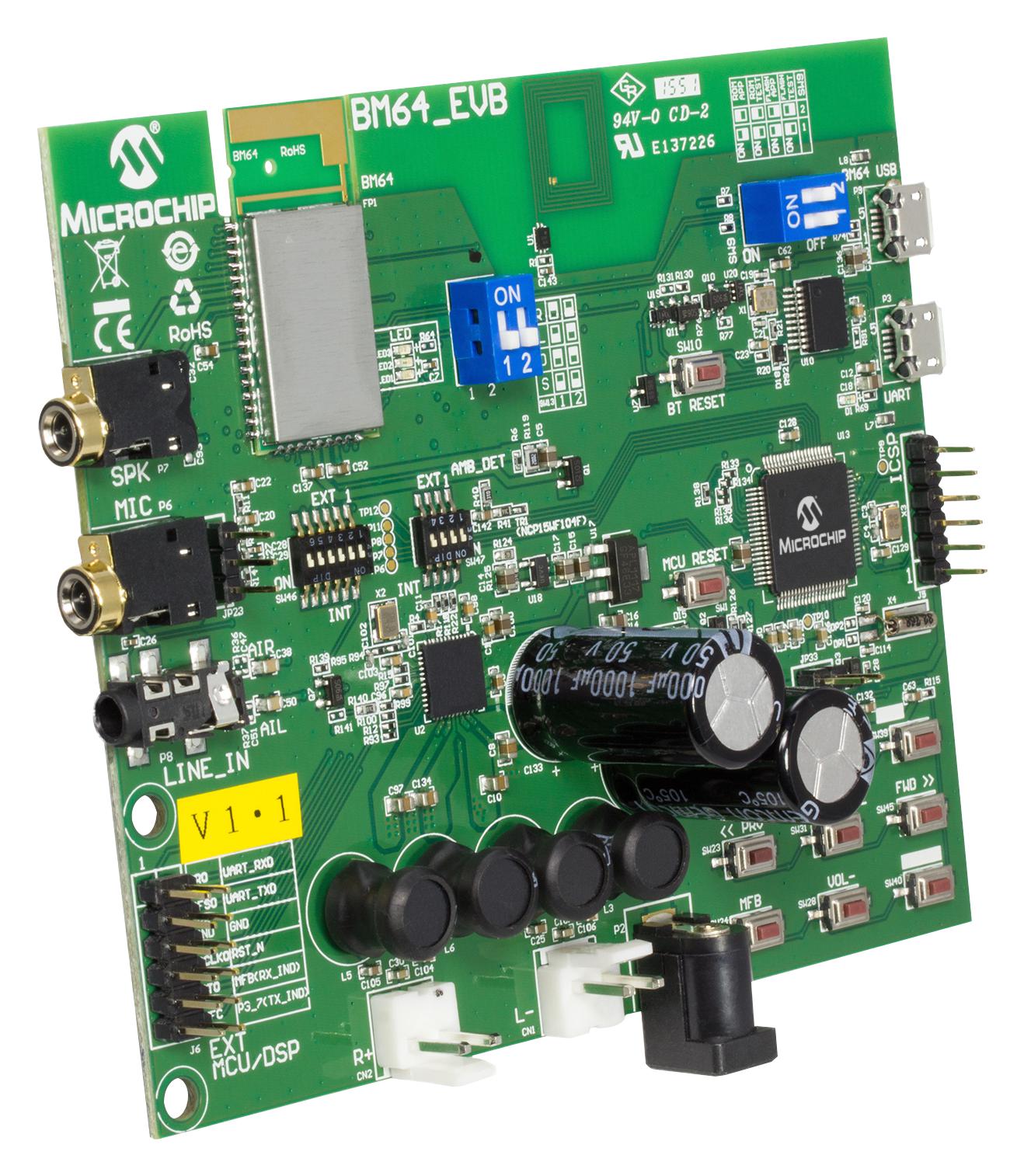 BM-64-EVB-C1 EVAL BOARD, BLUETOOTH AUDIO MICROCHIP