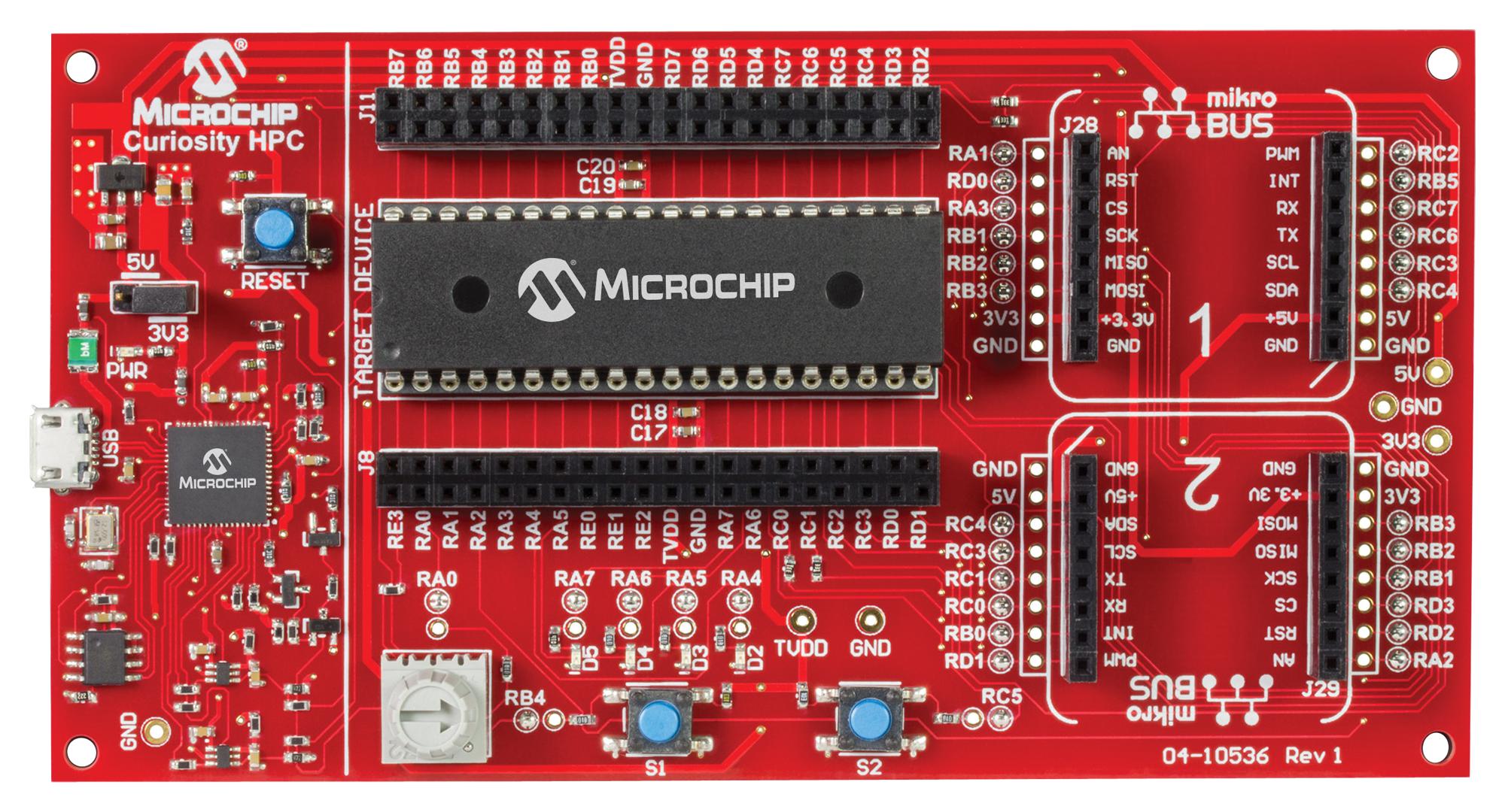 DM164136 DEV BOARD, 8BIT MICROCONTROLLER MICROCHIP