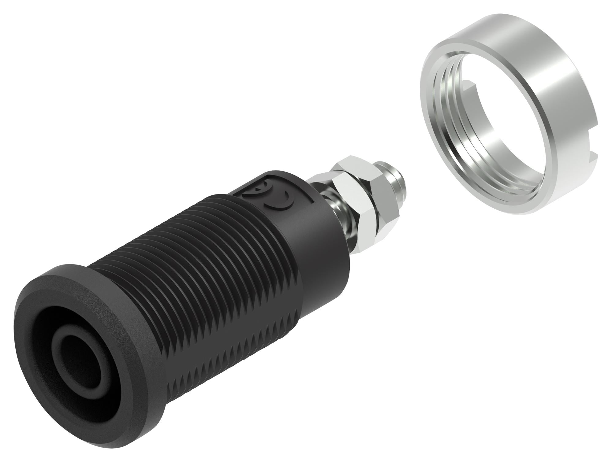 76-1656 BANANA JACK, 4MM, 36A, M4 STUD, BLK TENMA