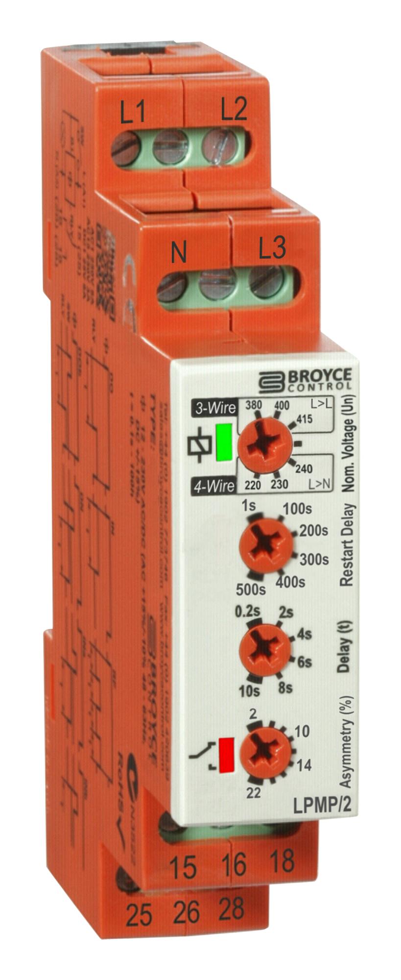 LPMP/2 400V RELAY, VOLTAGE SENSE, DPDT, 5A, 400VAC BROYCE CONTROL