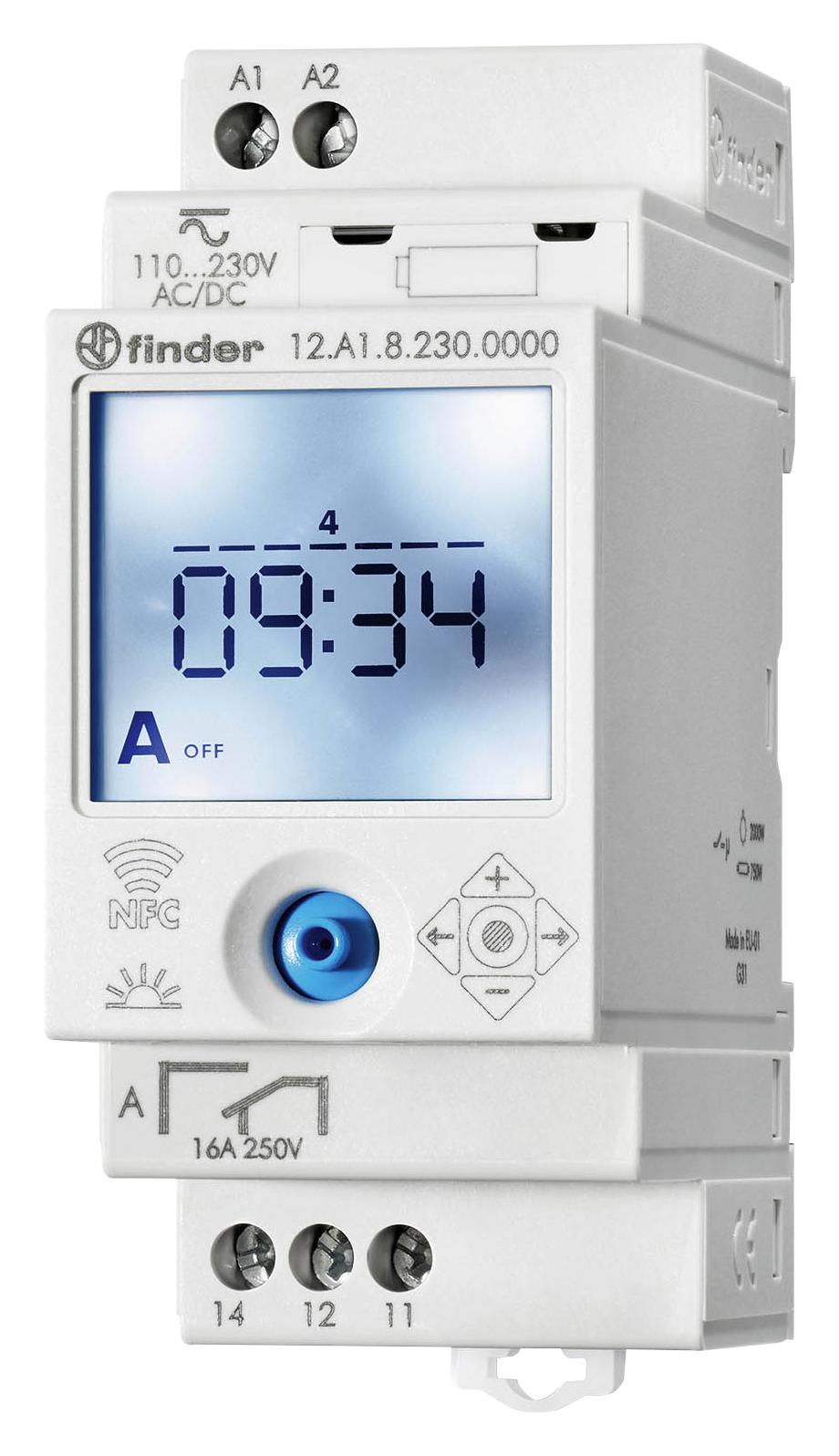 12A182300000 DIGITAL TIME SWITCH, SPDT, NFC PROG, 16A FINDER