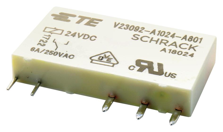 V23092-A1024-A202 POWER RELAY, SPST-NO, 6A, 250VAC, TH SCHRACK - TE CONNECTIVITY