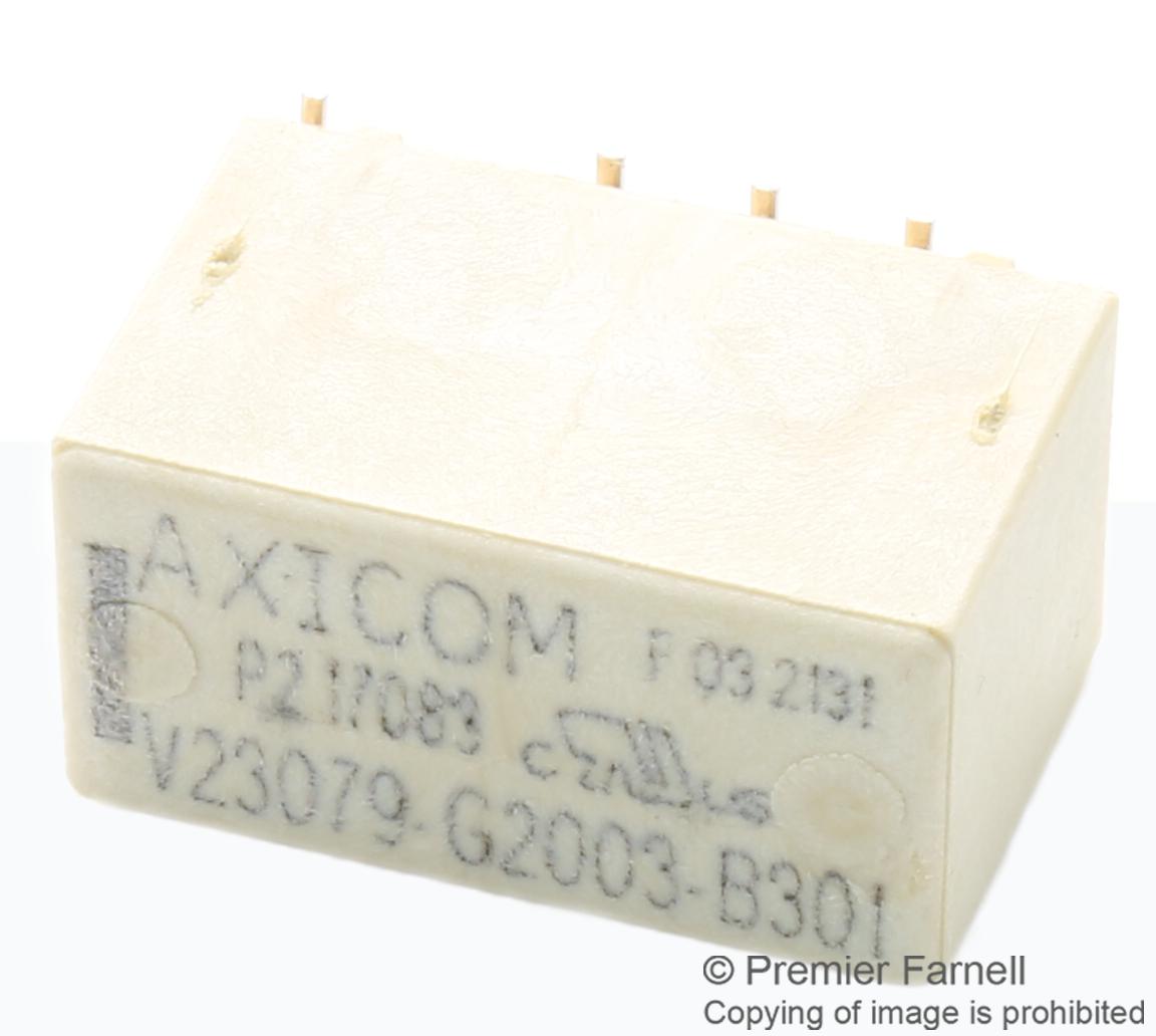 V23079F1101B301 SIGNAL RELAY, DPDT, 2A, 250VAC, SMD AXICOM - TE CONNECTIVITY