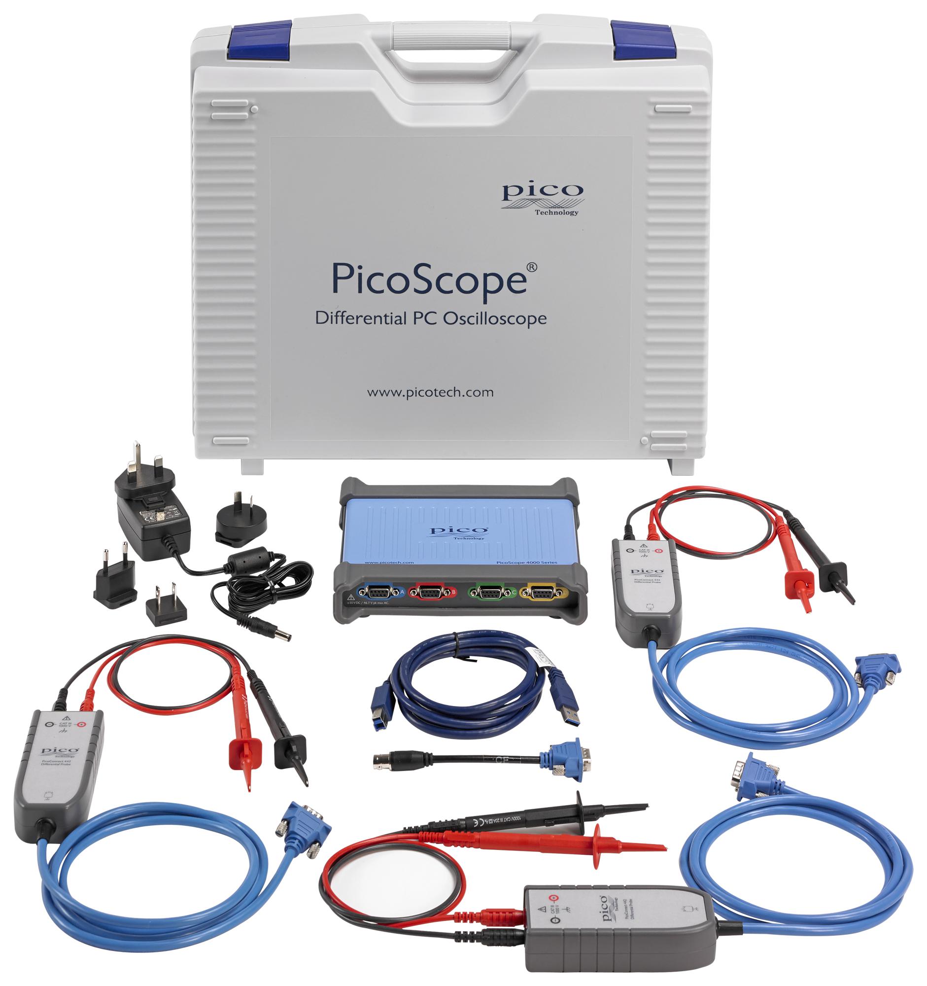 PICOSCOPE 4444 1000 V CAT III KIT USB OSC, 10MHZ, 50MSPS, 2CH PICO TECHNOLOGY