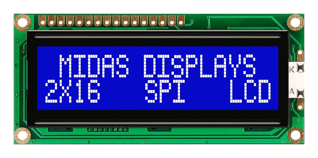 MC21605C6W-BNMLWS-V2 DISPLAY, ALPHANUMERIC, 16X2, WHITE MIDAS